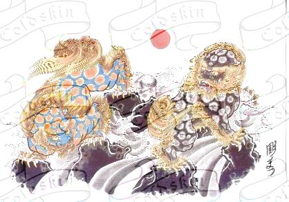 Shi Lion Tattoo Design Sketch Digital Illustration Freelance 2010